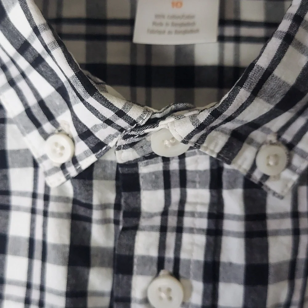 Gymboree Boy's Black & White checkered button-up Shirt Size 10